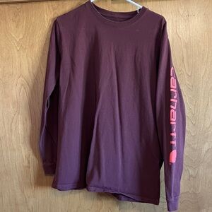 Carhartt Burgundy Long Sleeve with Pink Sleeve Logo